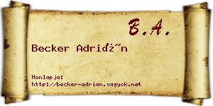 Becker Adrián névjegykártya