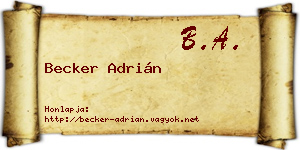 Becker Adrián névjegykártya